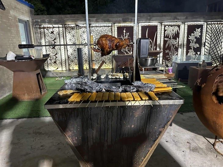 Corten Steel Rotisserie Grill
