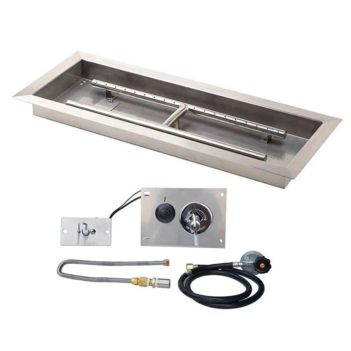 rectangle ss natural gas fire pit